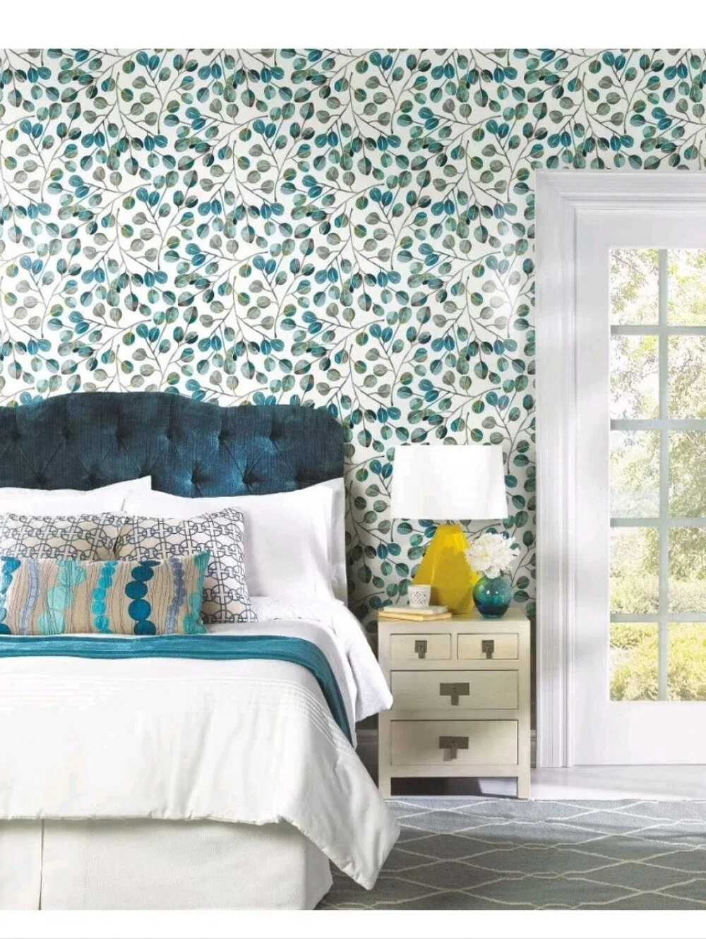 RoomMates Cat Coquillette Eucalyptus Peel and Stick Wallpaper Teal